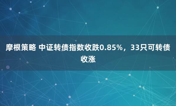 摩根策略 中证转债指数收跌0.85%，33只可转债收涨